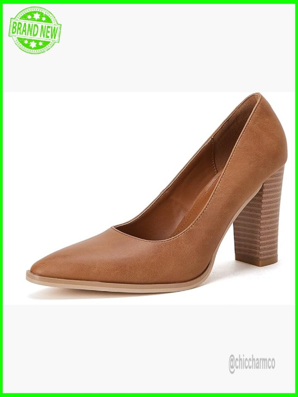 Pointed Toe Pumps Chunky Block High Heel Slip On Dress Party Wedding Shoes